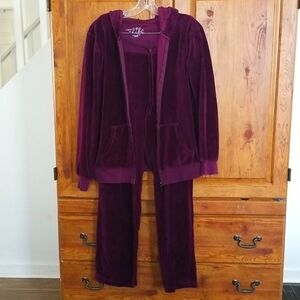 Made For Life Purple Velvet Pant Jogging Suit Leisure M-L